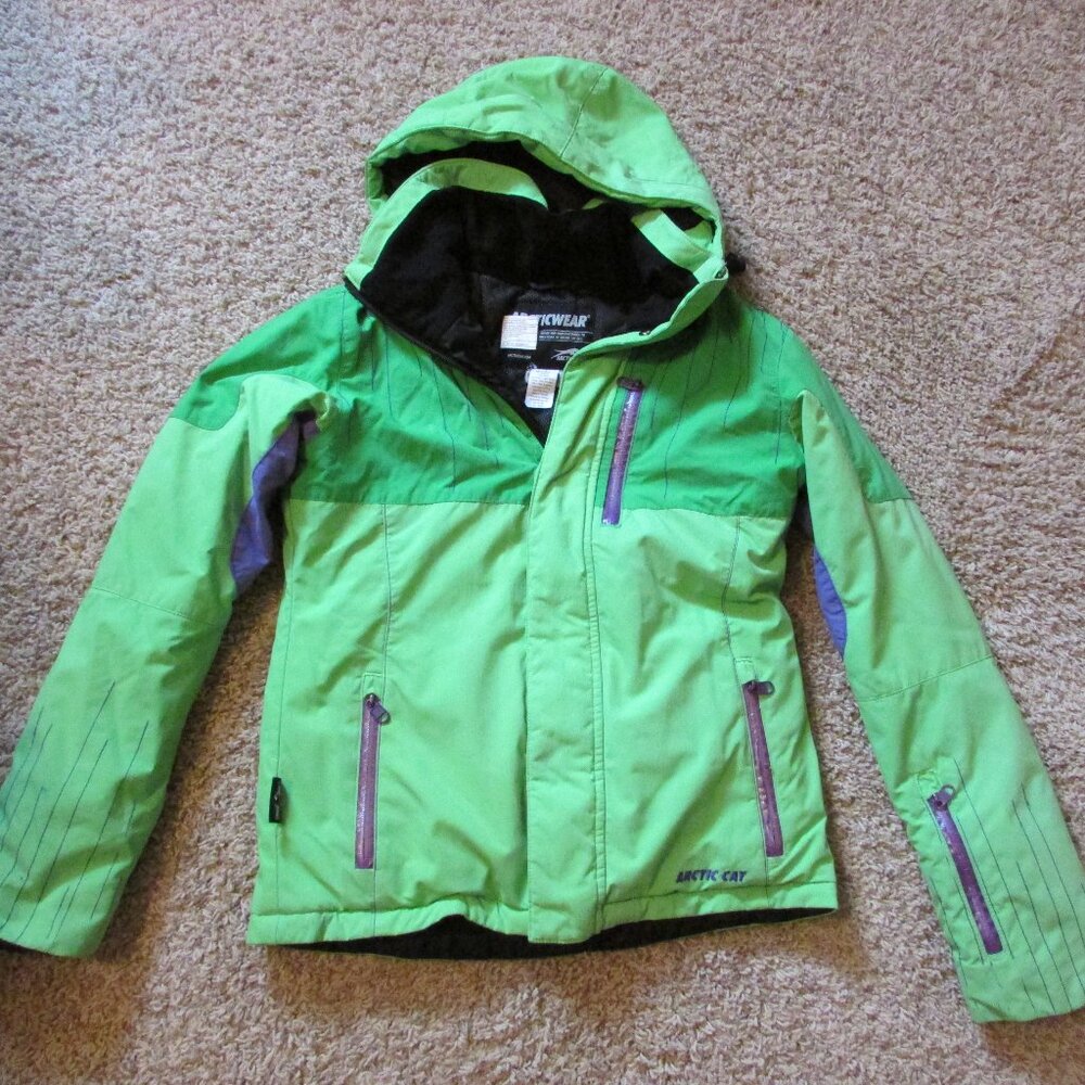 Arctic Cat Arcticwear XS Green Purple Insulated Hooded Snowmobile Jacket Warm
